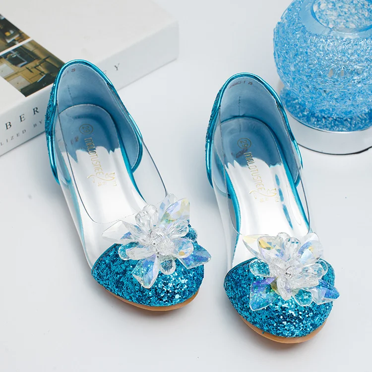 

Cinderella Crystal Shoes Small Middle Children's Rhinestone Export Children's Shoes Small High-heeled Upgraded Girls Piano Perfo