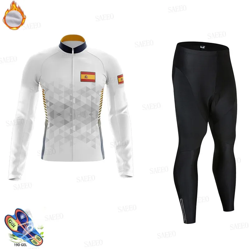 Spain Cycling 2020 Winter Clothing Men's Long Sleeve Fleece Jersey Breathable Ropa Ciclismo Invierno Hombre Termica | Спорт и