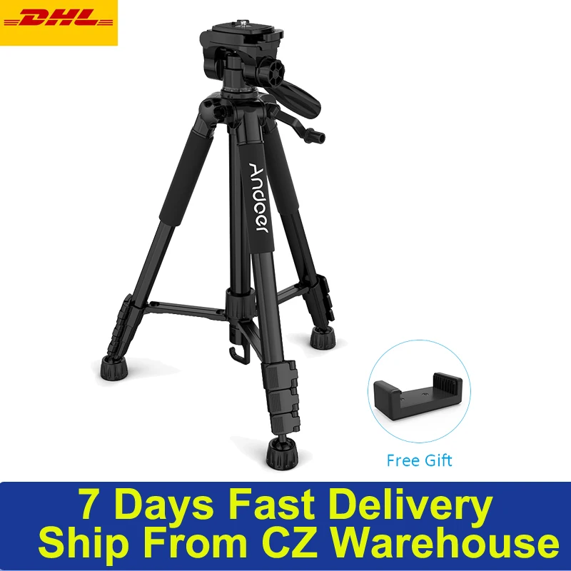 Andoer Lightweight Travel Camera Tripod TTT-663N for Photography Video Shooting Support DSLR SLR Camcorder with Carry Bag