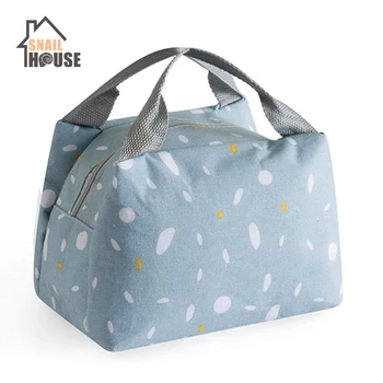 

Snailhouse New Simple Picnic Bag Zipper Insulation Package Cotton Linen Portable Waterproof Lunch Bag Insulation Fruit Drink Bag