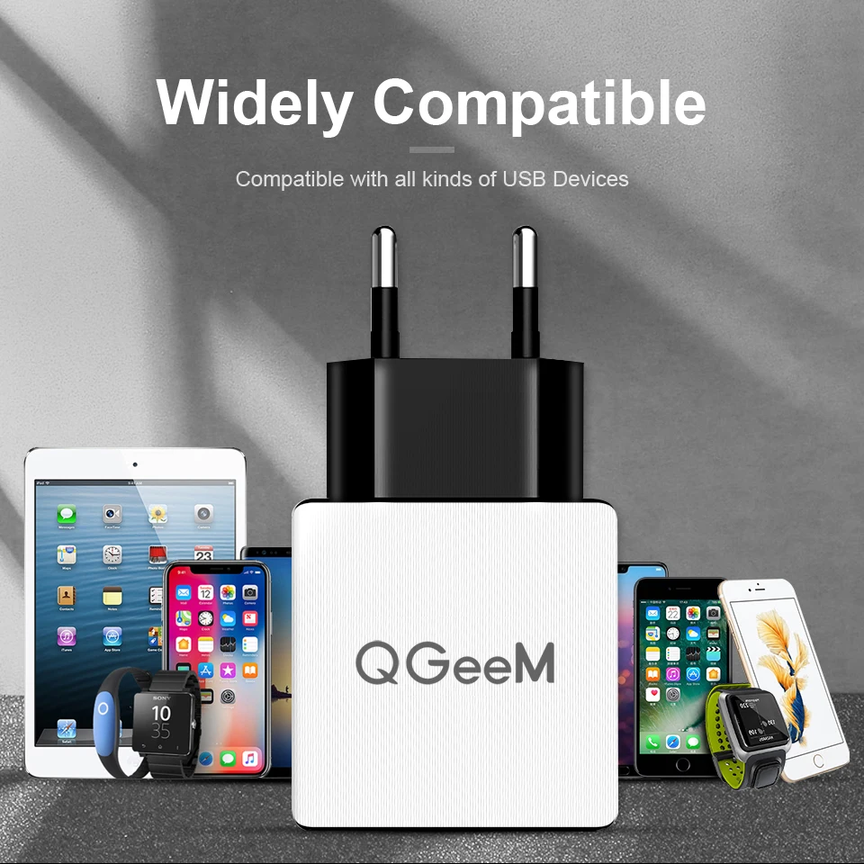 QGEEM QC 3,0 USB зарядное устройство волоконное быстрое зарядное устройство 3,0 быстрое зарядное устройство Портативный зарядный адаптер для телефона для iPhone Xiaomi Mi9 EU US