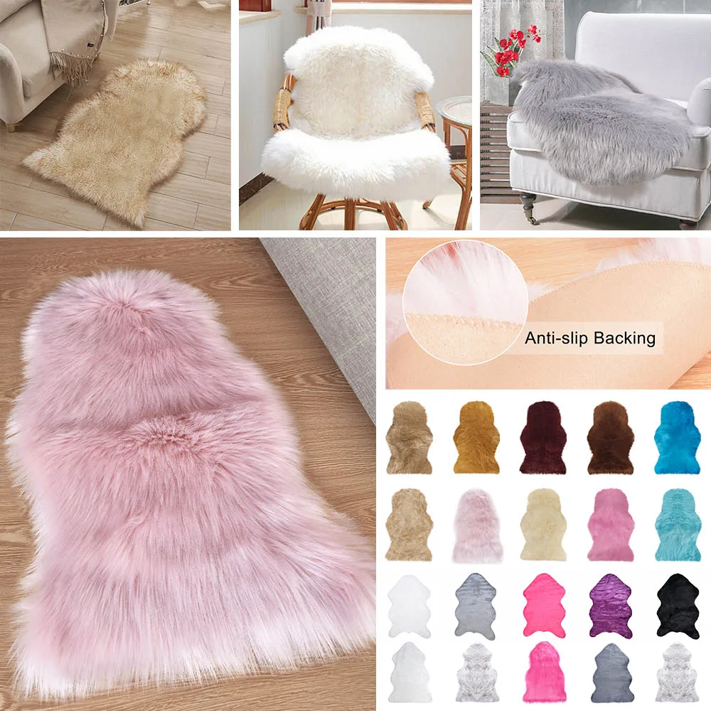 1pc Soft Imitation Wool Sofa Cushion Rug Non-Slip Whole Sheepskin Bay Window Living Room Bedroom Blanket Carpet Cushion M/L