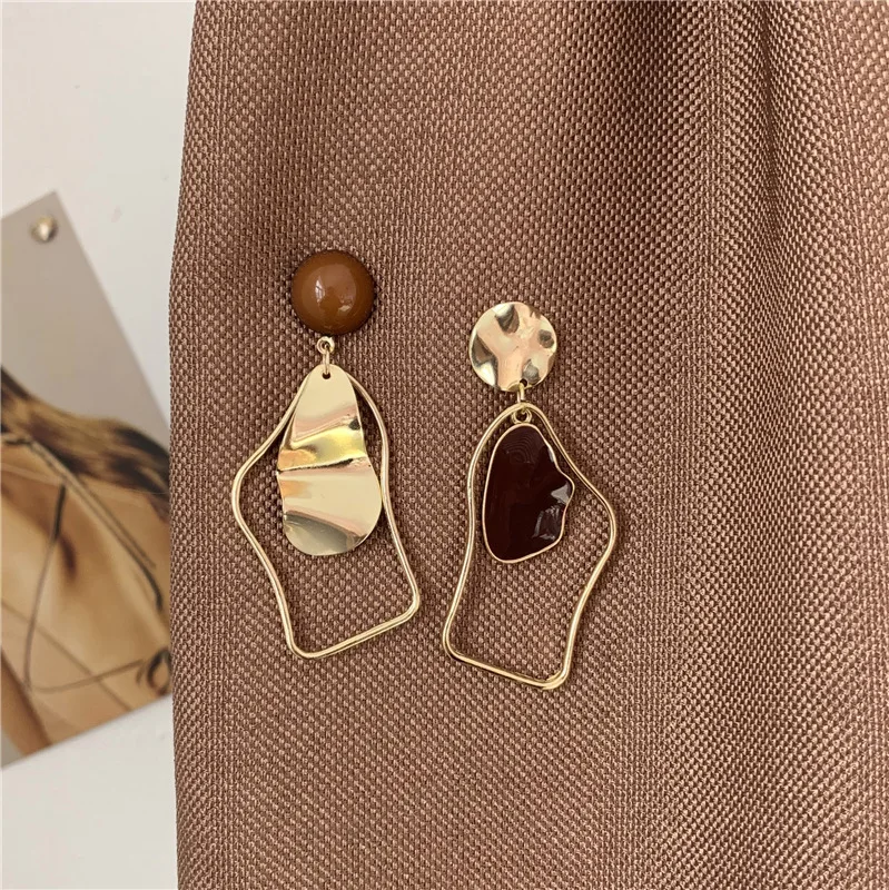 

Women's S925 Silver Needle South Korea Elegant Retro Earrings Geometry Irregular Oil Drop Non-symmetrical Simple Ear Stud GIRL'S