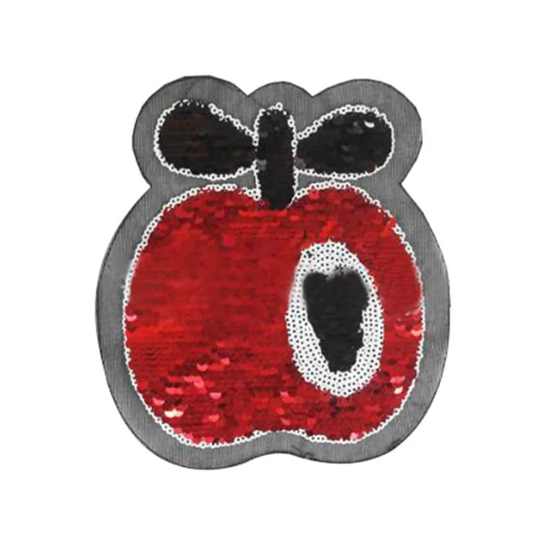 

Fashion Clothes Women Diy Biker Patch Street culture Icon 140mm Apple Reversible change color Sequins patches for clothing Girl