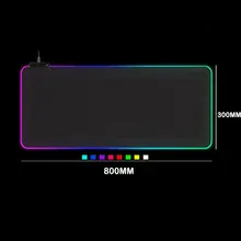Tapis de souris jeu Gaming, avec lumière LED rouge vert bleu, grande couverture, base de clavier antidérapante en caoutchouc, pour PC ou ordinateur de bureau,