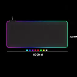 Tapis de souris jeu Gaming, avec lumière LED rouge vert bleu, grande couverture, base de clavier antidérapante en caoutchouc, pour PC ou ordinateur de bureau, 