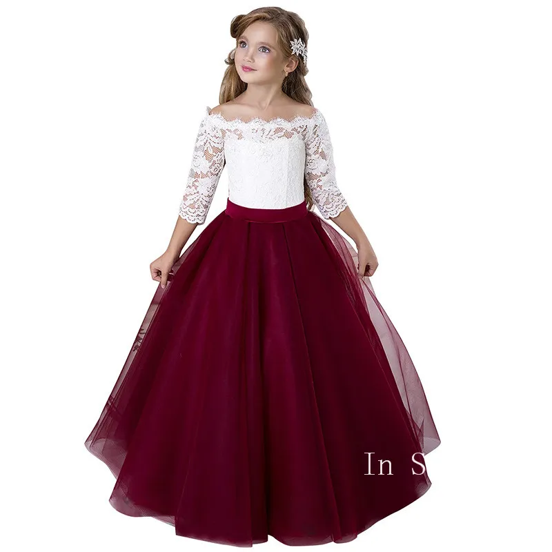 

White/Ivory First Communion Dresses Girls Water-soluble Infant Toddler Pageant Flower Girl Dresses for Weddings and Party