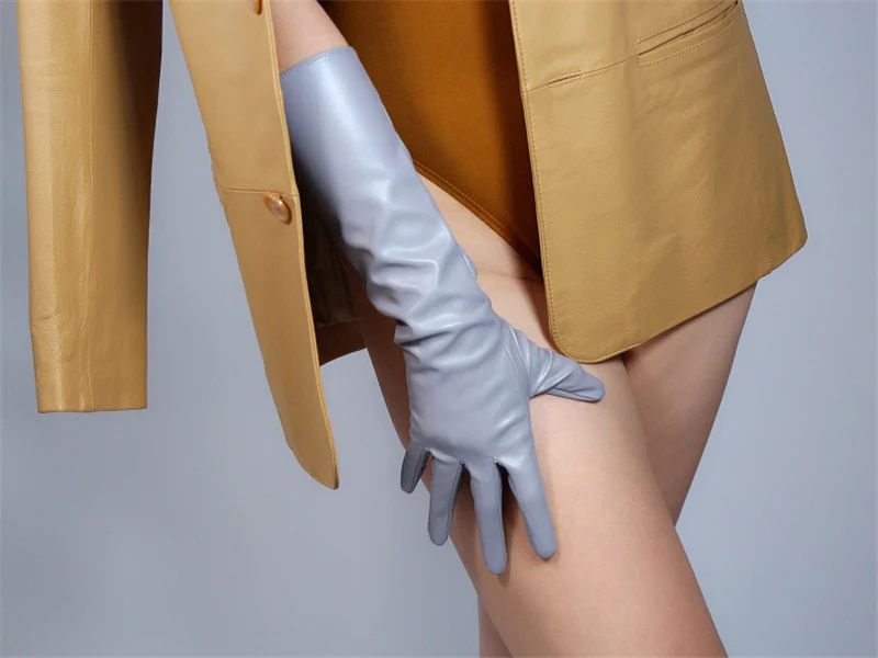 13 см ультра-короткие кожаные перчатки имитация кожи Серебряный серый светильник серый 3-PUQHS13