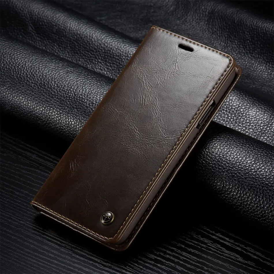 brown CaseMe кожаный чехол для iPhone 11 Pro Max XS XR 6 7 8 Plus, Магнитный кошелек, флип-чехол с подставкой для samsung Galaxy Note 10 S10, чехол - Цвет: brown