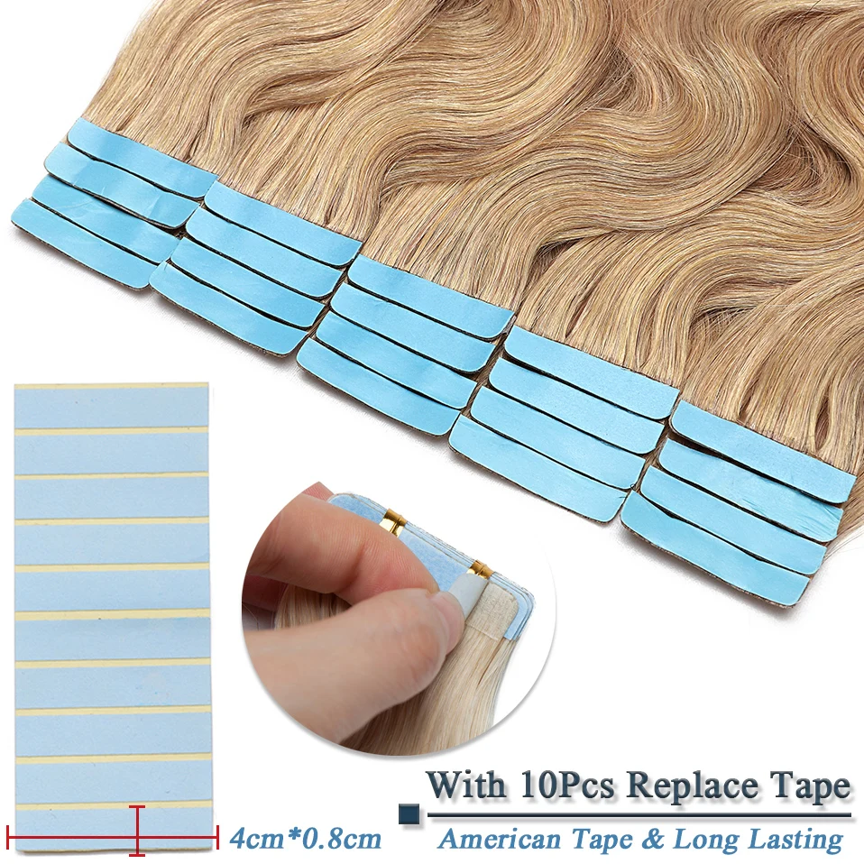 2g/pc Wavy/Straight Tape In Hair Extensions Glue In Real Hair Extensions Invisible Double Side 14inch Short human hair extensions hair extensions