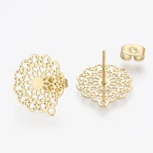 10 шт., шпильки из нержавеющей стали, серьги-гвоздики, основные игольчатые стопоры для полых цветов, DIY аксессуары для изготовления ювелирных изделий