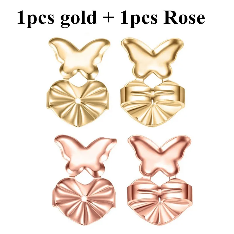 1gold 1rose Seanuo, модные серьги-гвоздики золотистого и серебряного цвета, задняя гайка, подъем, гипоаллергенный, подходят для сережек, поддержка мочки уха, серьги для женщин - Окраска металла: 1gold 1rose