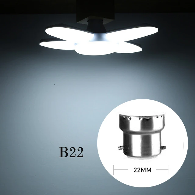 B22 Cold White 60 Вт Складная лопасть вентилятора светодиодный подвесные светильники без мерцания B22 E27 светодиодный лампы 220V 360 градусов угол регулируемый потолочный светильник - Испускаемый цвет: B22 Cold White