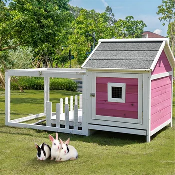 

wood Rabbit Cage Outdoor with Balcony Rain-proof Antiseptic with Pallet Chassis Net Blowout-proof Urine Cat Cage Dog Chicken
