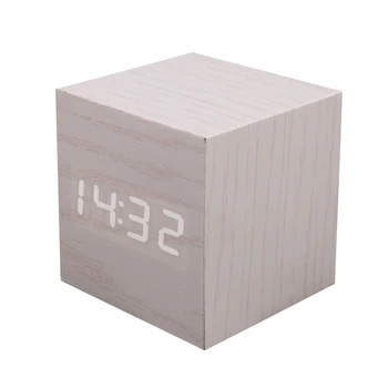 

Wooden Digital Alarm Clock Luminous Lazy Square Wood Clock