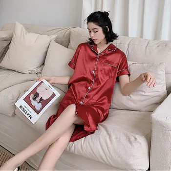 

Summer New Style Short Sleeve Cardigan Viscose Nightgown Simple Elegant-Style Big Brand Fashion Tracksuit-Outer Wear M-3xl