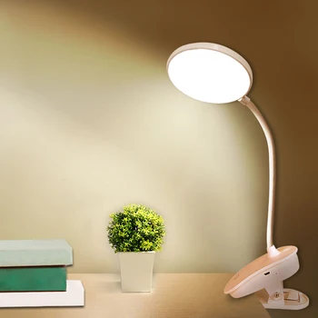 

Rechargeable 18650 USB LED Table Lamp Book Light Reading Light Touch On/Off 3 Levels Dimmable Clip Bedside LED USB Reading Lamp