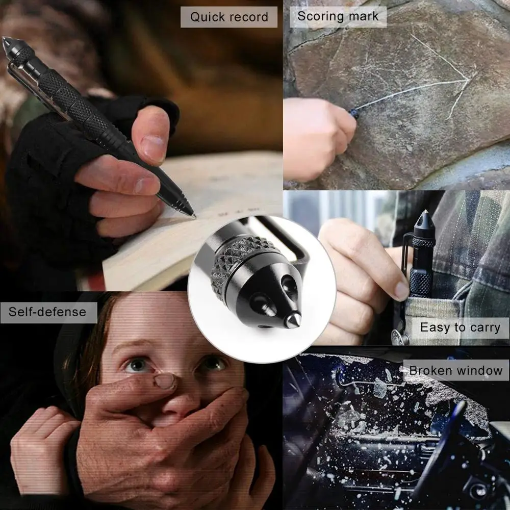 Defence Pocket Tactical Pen Aviation Aluminum Anti-skid Military Self Defense Military Pen Glass Breaker Anti-skid Survival Kit