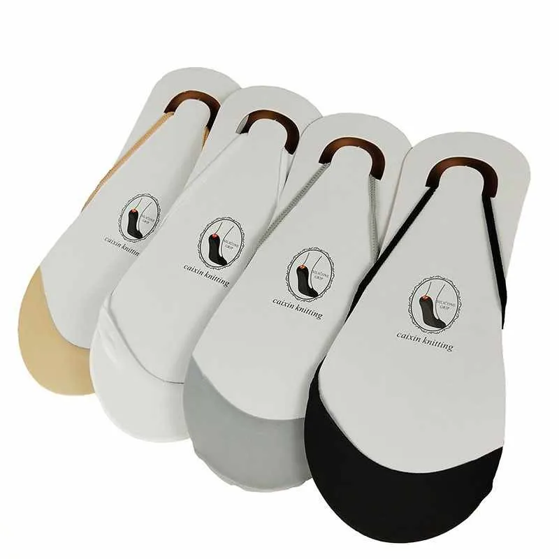 1Pair Ice Silk Sling Hollow Shallow Mouth Invisible Silicone Non-slip High Heel Socks Thin Sweat-absorbent Boat Socks For Female