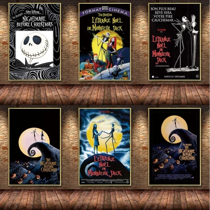 Anime Jack E Sally Cartoon Nightmare Before Christmas Canvas Poster Print Prints Wall Art Picture Living Room