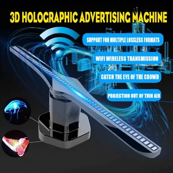 

Wifi 3D Hologram Projector Fan 384 Lamp Beads LED Holographic Imaging Lamp Player 3D Remote Advertising Display Projector Light