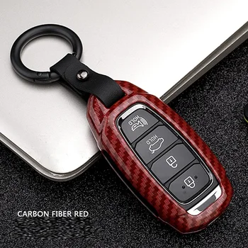 

Carbon Fiber alloy Car Key Case Cover For Hyundai KONA Encino Azera Elantra Grandeur Ig Accent Santa Fe 3/4/5 Buttons key