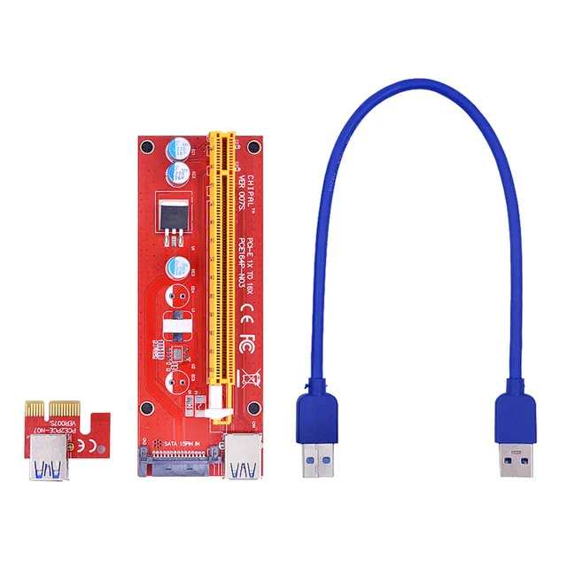 For BTC LTC ETH Mining Miner PCI-E Expansion Card PCIE X1 To X16 Extender 15Pin SATA Power Converter Adapter USB 3.0 Cable