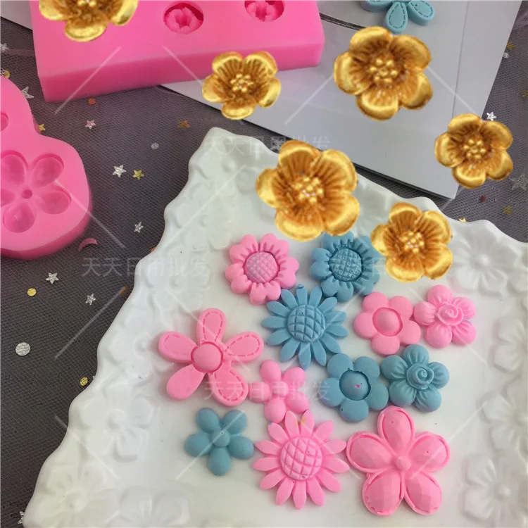 

DIY Beautiful flower Silicone Mold Fondant Cake Decorating Tools Sugar cake stencil Soap Mold