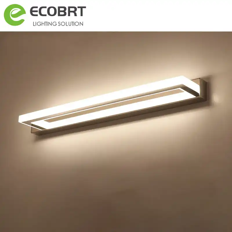 ecobrt luces de tocador de acero inoxidable luz led para espejo de bano modernas 9w 42cm apliques de pared acrilicos 85 240vac