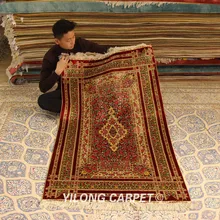 YILONG 3'x 5' Vantage персидский шелк красные цветы ковер ручной узлом восточные ковры(ZQG310A