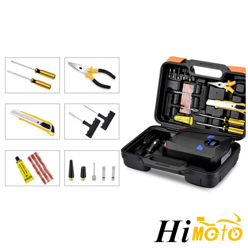 

Auto Car Tire Repair Kit Tubeless Tire Tyre Puncture Plug Repair Tool Kit Digital Tire Inflator Car Portable Air Compressor Pump