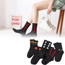 5 пар Женские повседневные носки до лодыжки спортивные хлопковые Дышащие носки с милым рисунком O66