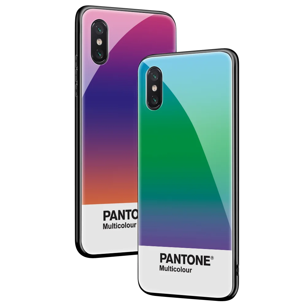 Чехол из закаленного стекла для iPhone 11 Pro 7 7Plus X 6S 6 Plus Pantone Phone Cover для iPhone XS MAX XR 8 pure color