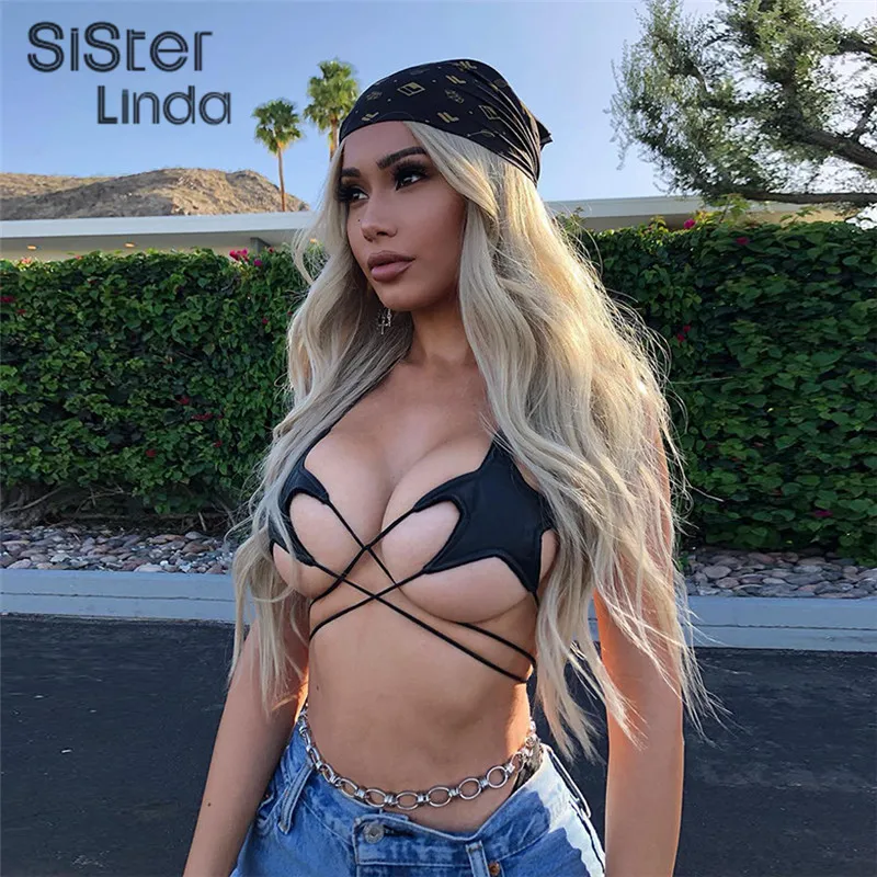 Sisterlinda, искусственная кожа, пэчворк, звезды, повязки, на шнуровке, Топики, сексуальные, кроп-топы для женщин, осень, женские, модные, вечерние, Клубные топы, Mujer