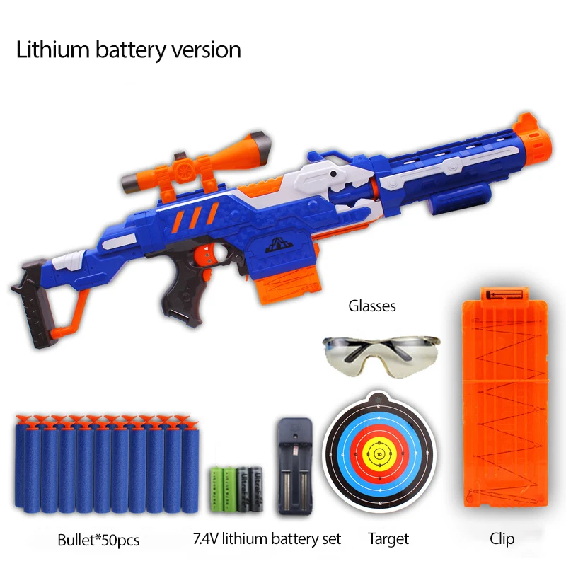 Lithium battery Type Электронные пулеметные пулеметы бластеры игрушки костюм мягкие безопасные присоски пулевые пулеметы серии для активного отдыха и спорта подарок игрушки для детей - Цвет: Lithium battery Type