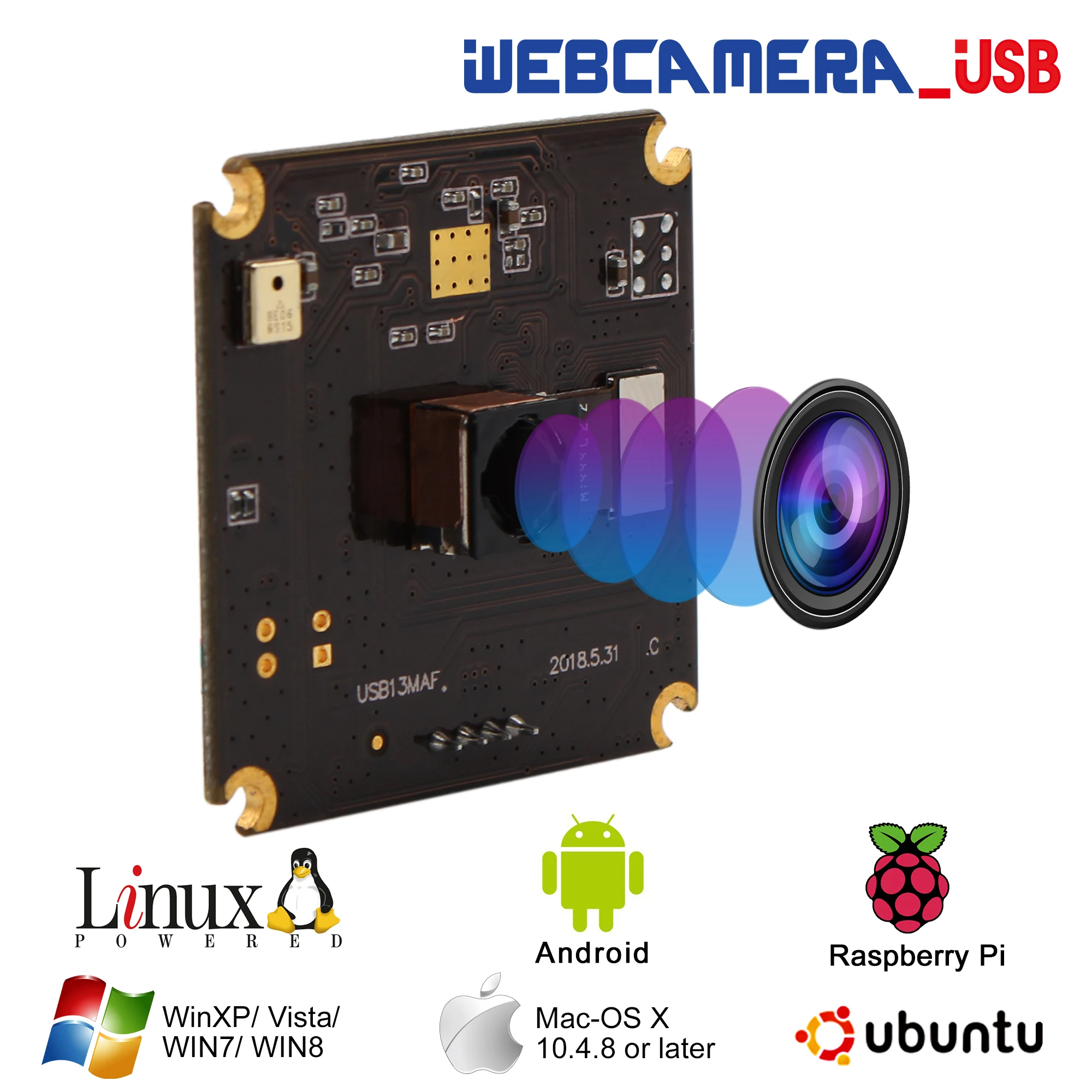 Модуль камеры с автофокусом 13 МП USB MJPEG 10fps 3840x2880 Sony IMX214 Mini 38*38 мм PCB плата для Linux Windows