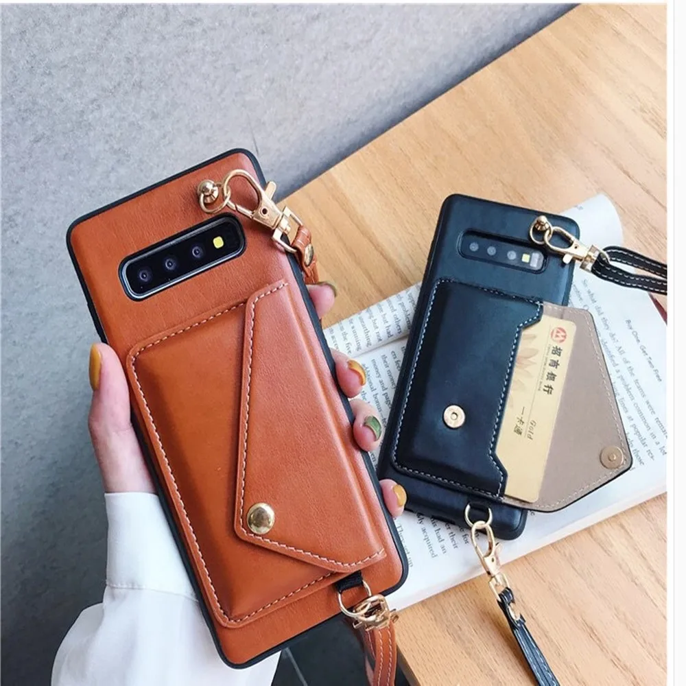 Чехол бумажник на ремешке для samsung galaxy note 20 pro 9 s20 ultra s10 s9 plus s10e кожаный чехол плечо
