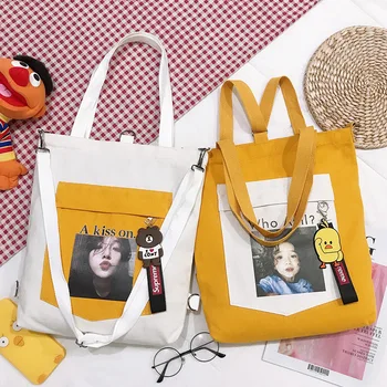 

Students School Backpacks Women 2020 Summer New Female Shoulder Bags Casual Cartoon Print Canvas Backpacks