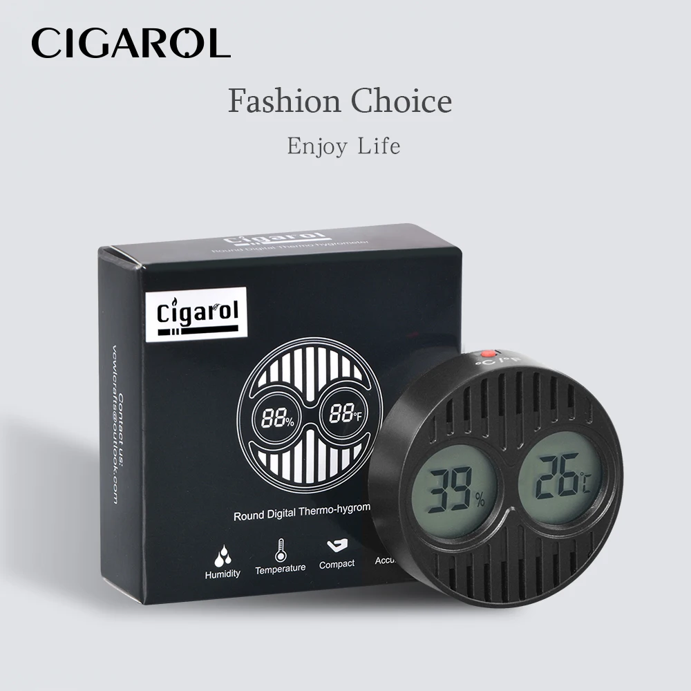 Круглый цифровой гигрометр для сигары CIGAROL высокоточный термометр ящик сигар