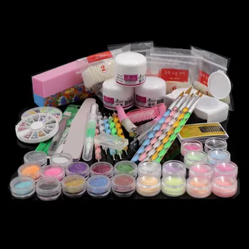 

50 Pcs Professional Acrylic Liquid Powder Glitter Clipper Primer File Nail Art Tips Tool Brush Tools Set Kit New DIY Combination