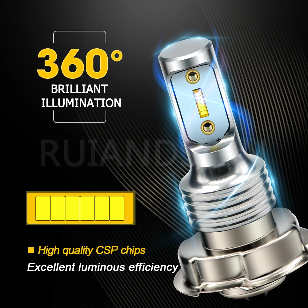 RUIANDSION 1Pcs P26S P45T CSP LED Motorcycle Speed Scooter Headlight 1000Lm Tractor Fog Lamp 10V-30V 12V 24V White 6000K 9W