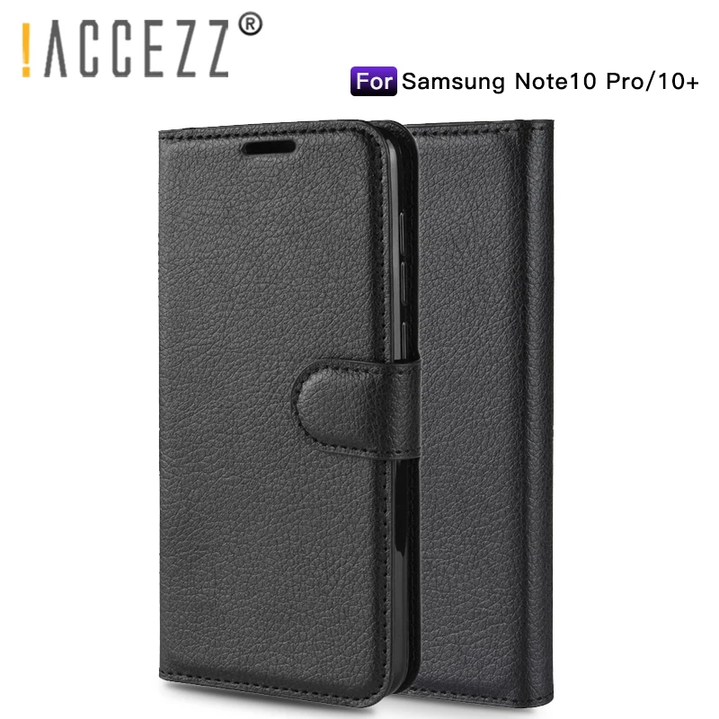 

!ACCEZZ Flip Case For Samsung Galaxy Note 10 10+ Leather+PU Soft Shell Note10 10Plus Full Protection Cover Capa With Card Pocket