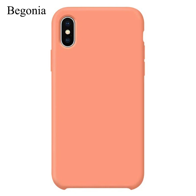 begonia Роскошный официальный силиконовый чехол с логотипом чехлы для iPhone 6 s 7 8 plus для Apple IPhone X XS Max XR айфон 8 плюс афон айфона xr кейс чехля чехла чехле бампер case cover - Цвет: begonia