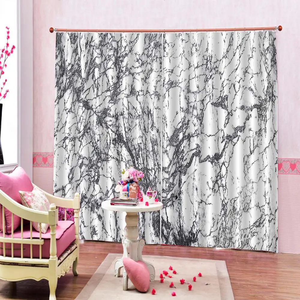 Marble stripe curtains for window Geometric living room bedroom blackout curtain home drapes | Дом и сад