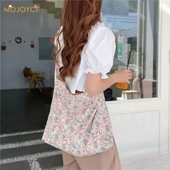 

Chic Women Canvas Shoulder Bags Classic Texture Creative Design Floral Reusable Large Capacity Crossbody Travel Pouch