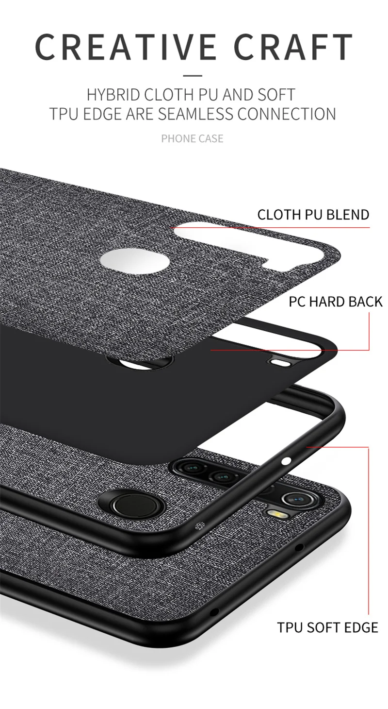 Voppton чехол для Xiaomi Redmi Note 8 T, деловая ткань, Жесткий ПК, мягкая ТПУ Рамка, задняя крышка для Redmi Note 8 T, чехол для телефона