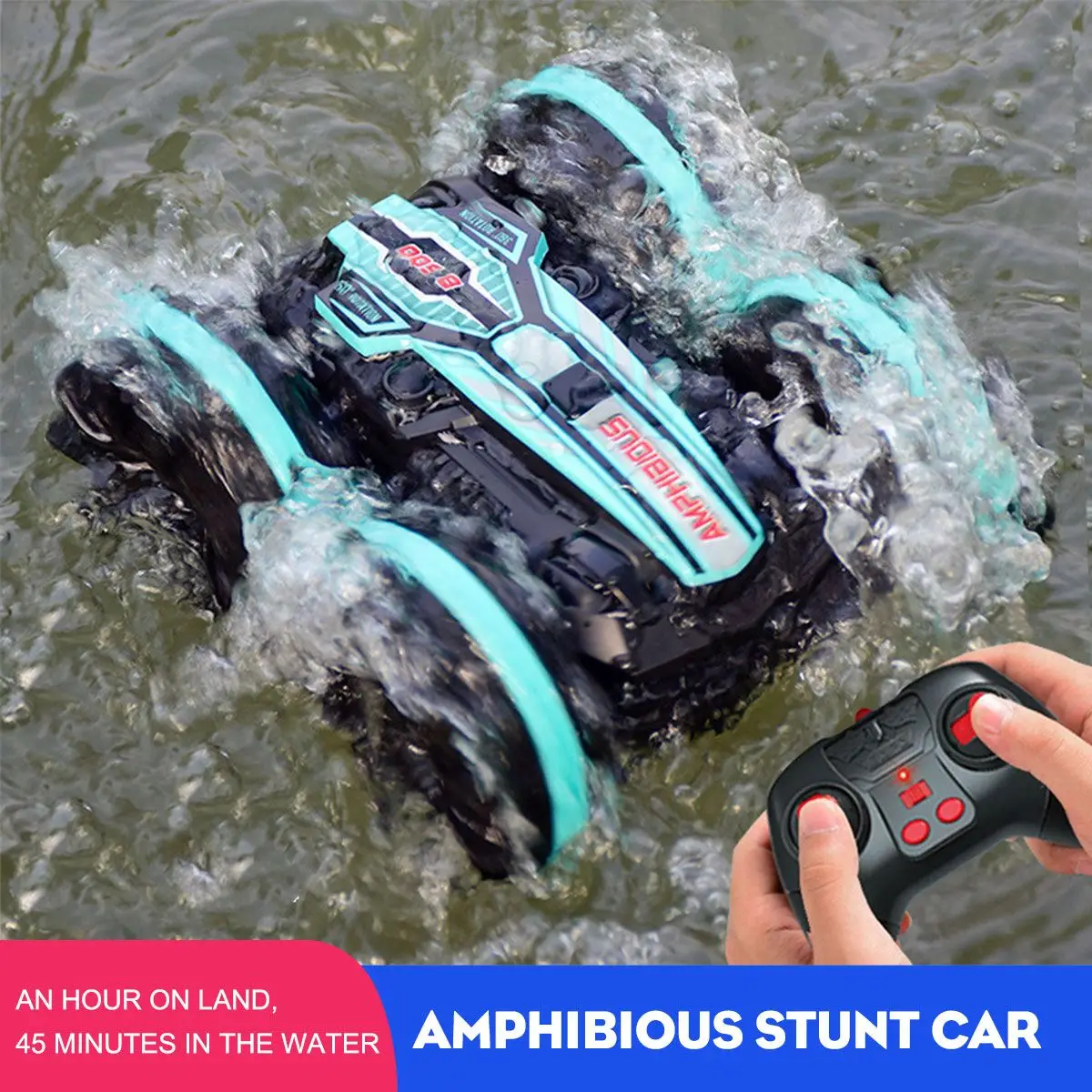 Tanie 2.4 GHz 4WD RC samochód amfibia wodoodporny zdalnie sterowanym samochodowym 360 °