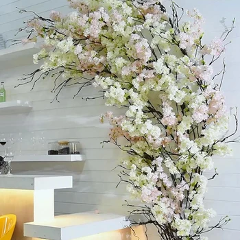 Ramo de flores de cerezo de seda, flor Artificial de plástico, árbol de flores falso, sakura, árboles de los deseos, fiesta de boda, decoración del hogar