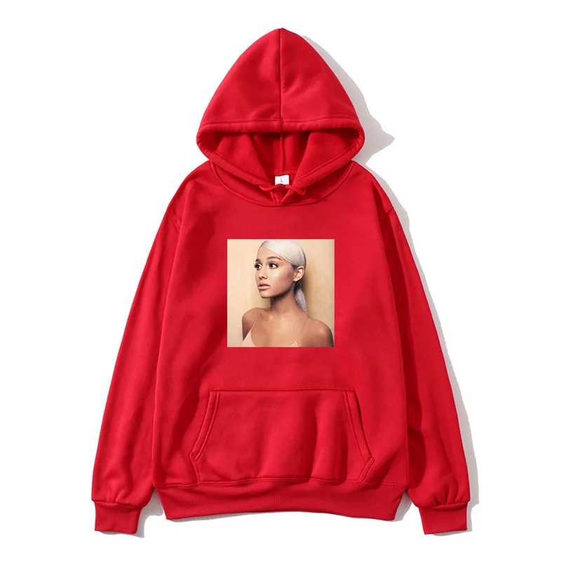 Модные толстовки Kawaii Ariana Grande с принтом, толстовка с длинным рукавом для женщин и мужчин, худи, одежда, горячая мода, Kpop, толстовка, топы - Цвет: red 001