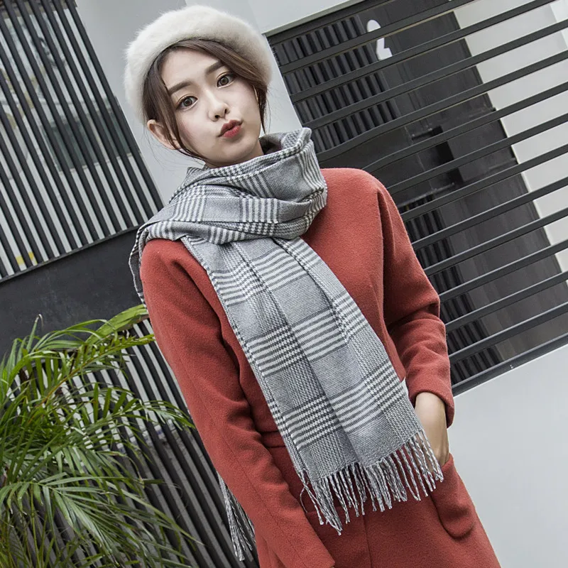 

2019 Luxury Brand Cashmere Scarf Women Plaid Bufanda Foulard Femme Houndstooth Scarf Women Winter Scarves Shawls Blanket Scarf